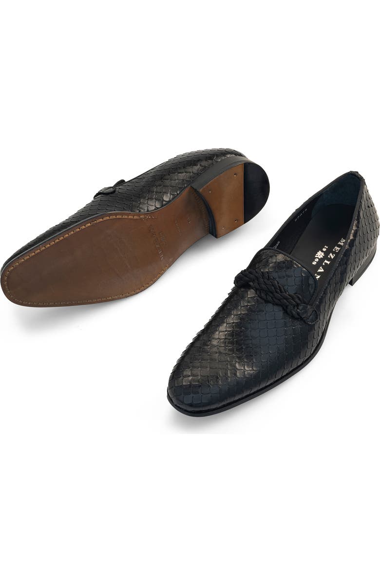 Mezlan Snake Embossed Rope Loafer, Alternate, color, Black