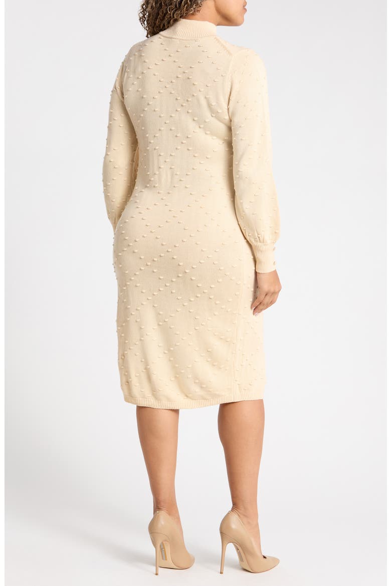 Bobble Stitch Mock Neck Sweater Dress, Alternate, color, MACADAMIA