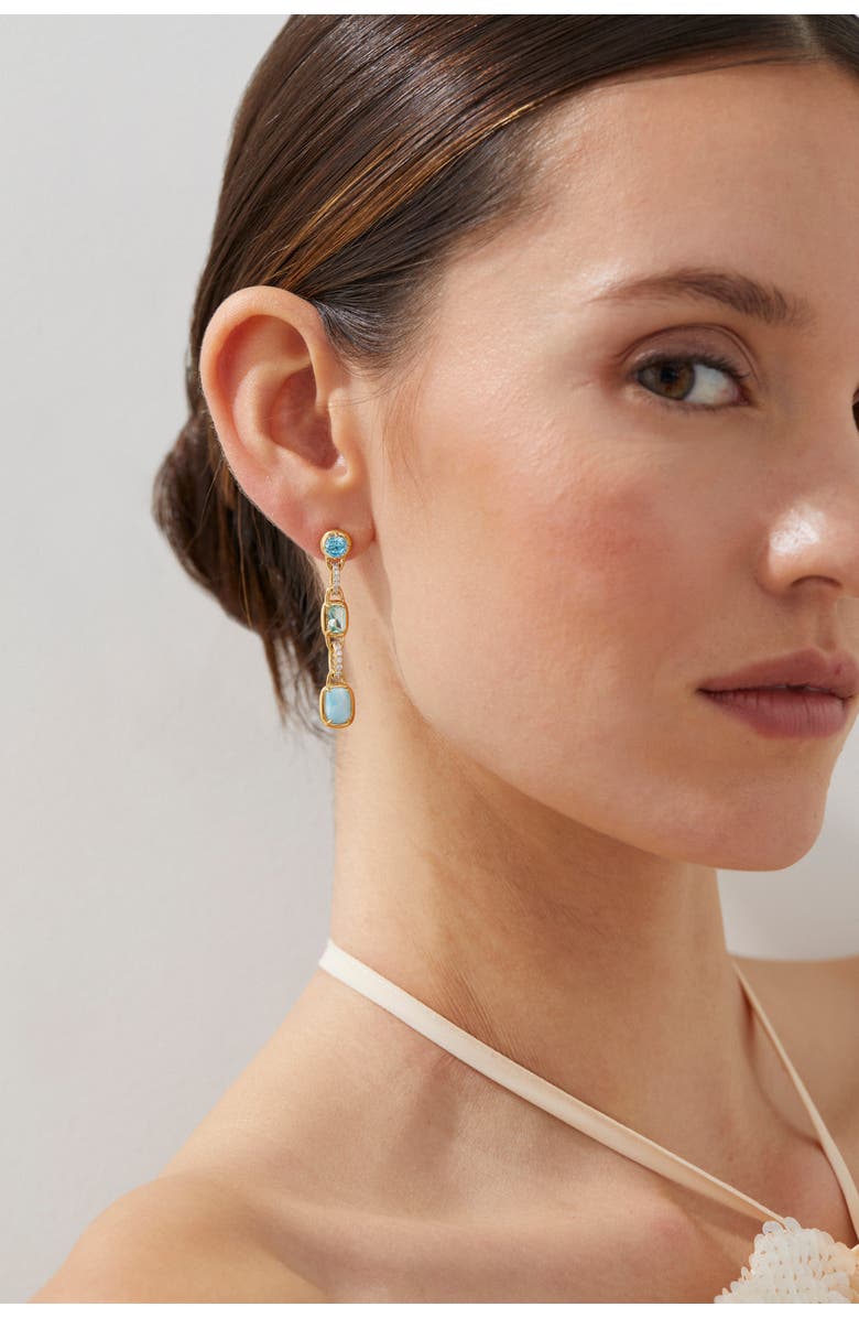 Nadri Cabarete Triple Drop Multi Earrings, Alternate, color, Gold