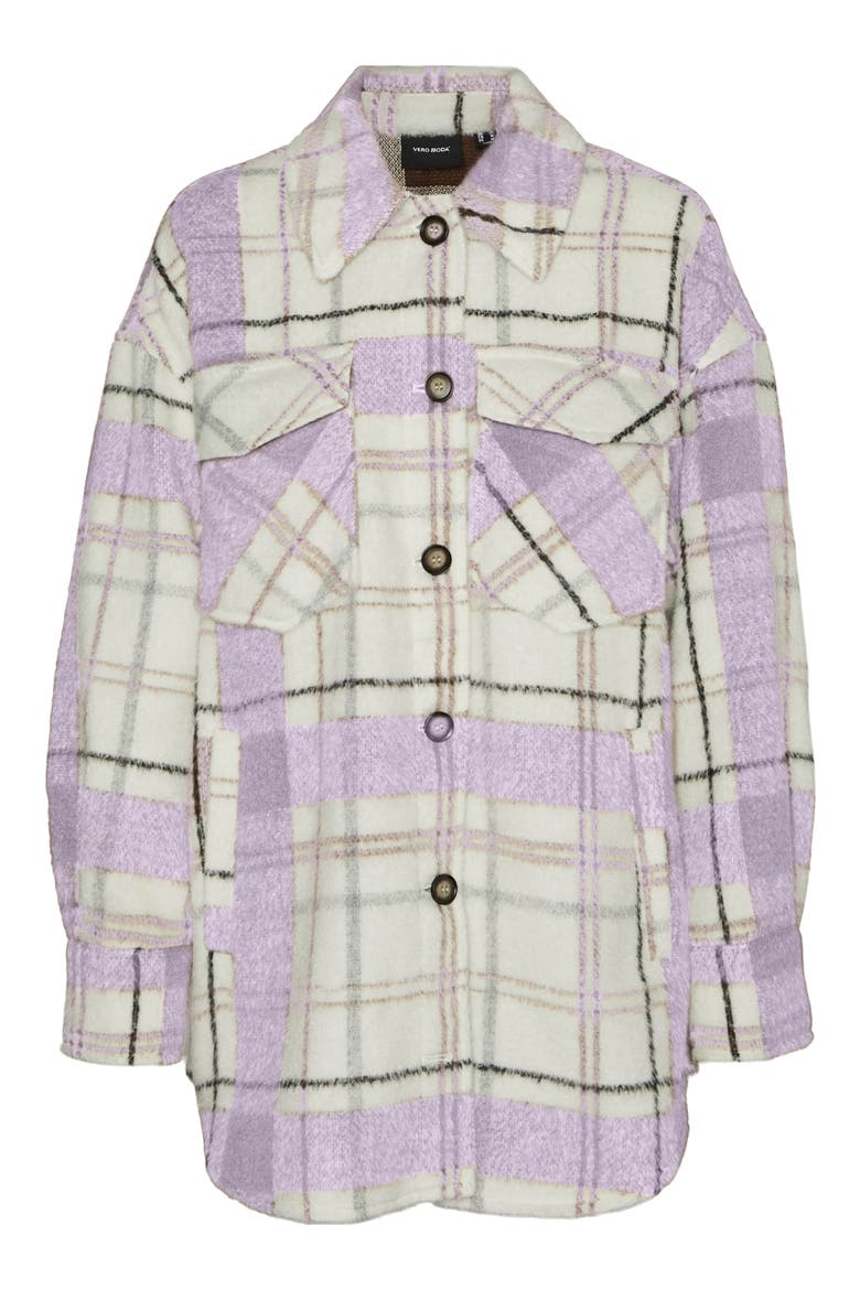 Leslie Check Lonline Jacket, Main, color, LAVENDER FOG CHECKS