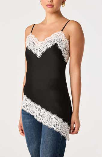 Analise Lace Trim Asymmetric Satin Camisole