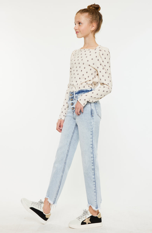 Kancan Maggy High Rise Cropped Straight Jeans In Blue