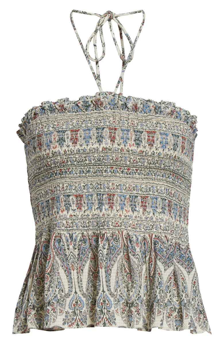 Veronica Beard Damsey Paisley Smock Halter Top, Alternate, color, Ecru Multi
