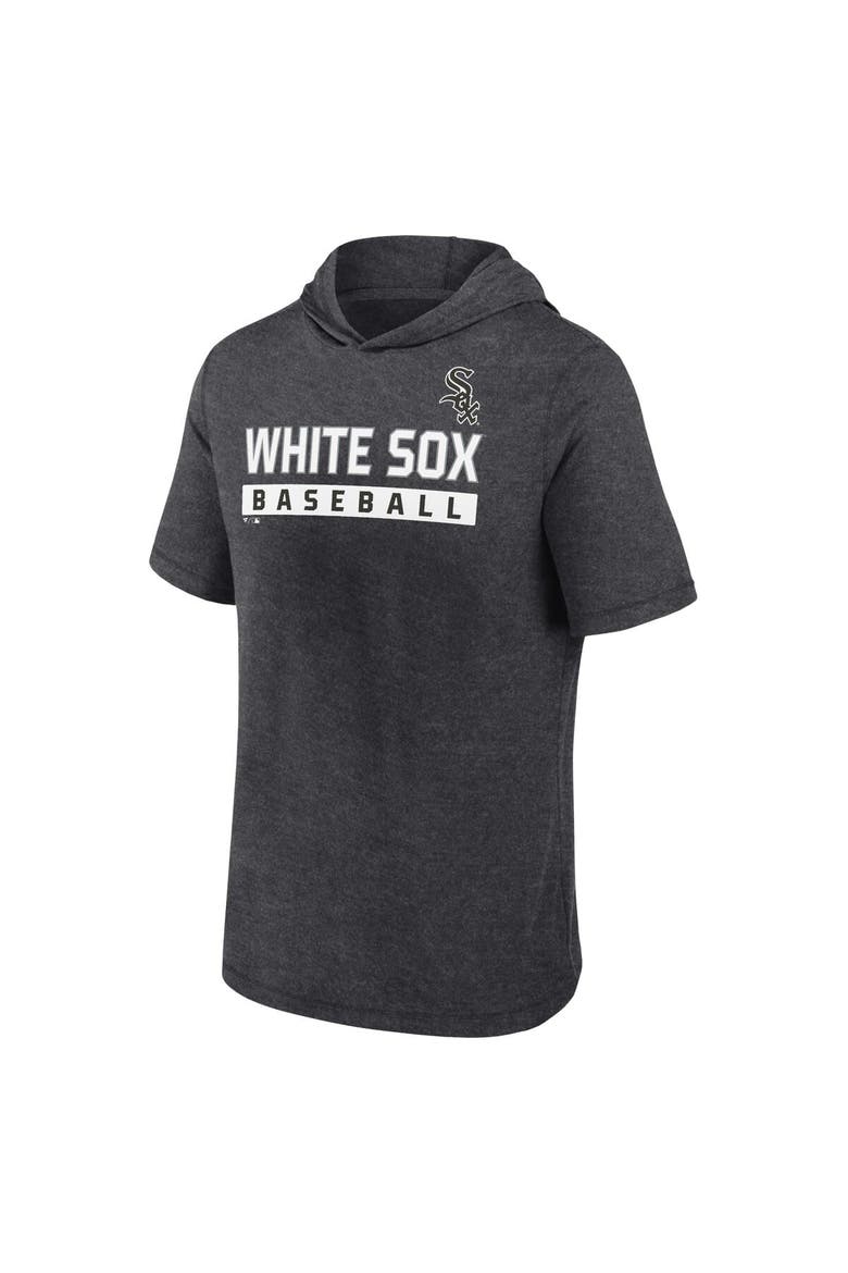 Men's Fanatics Heather Charcoal Chicago White Sox Push Short Sleeve Pullover Hoodie, Alternate, color, Heather Charcoal