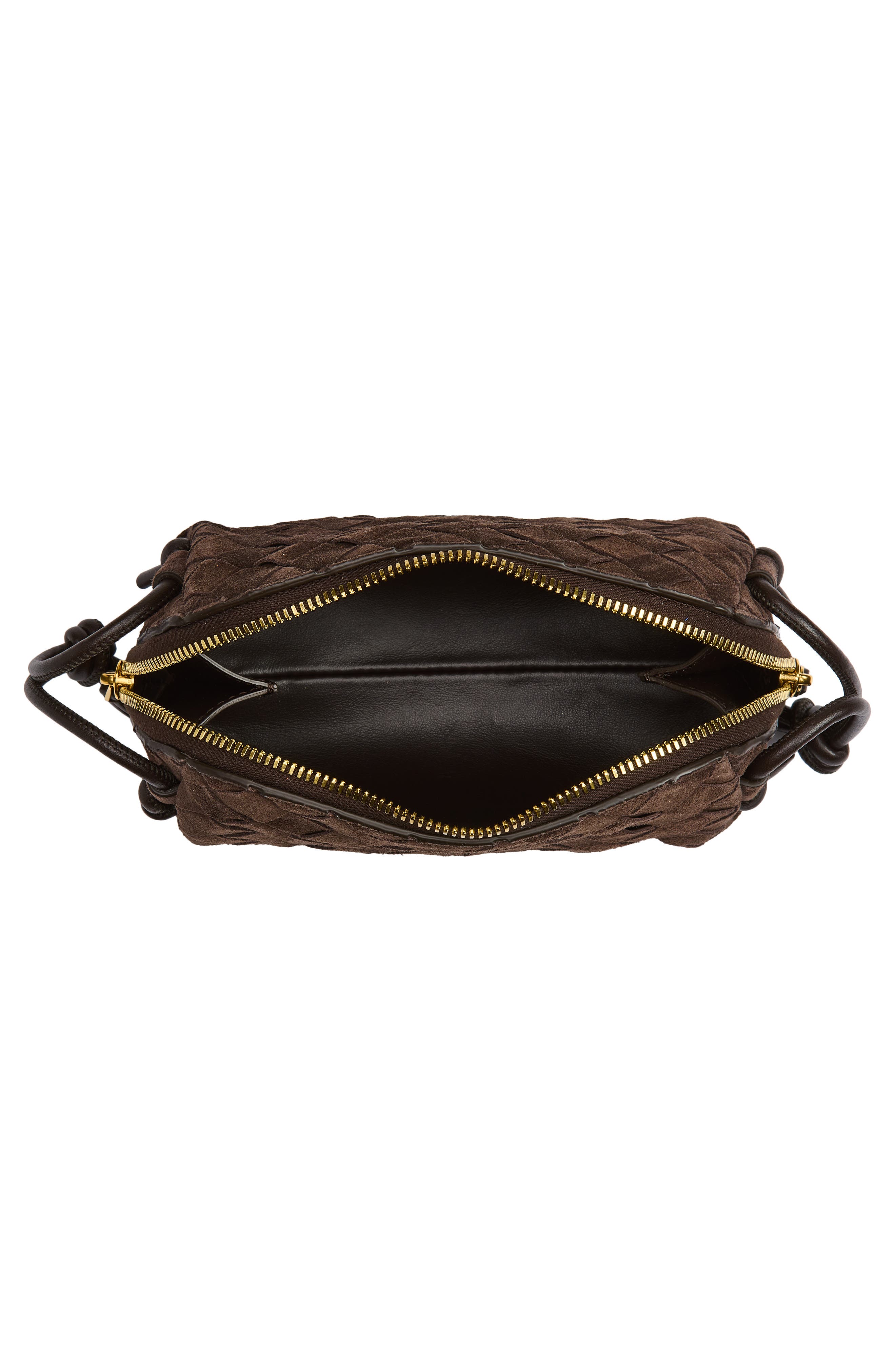 Bottega Veneta Concert Intrecciato Suede Crossbody Pouch, Alternate, color, 2132 Fondant-Gold