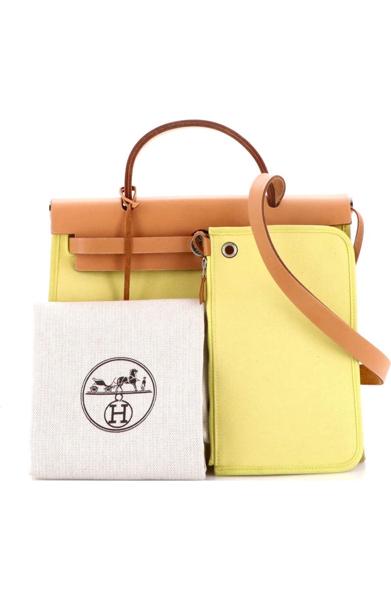 Pre-Owned Hermes Herbag Zip Leather and Toile 31, Alternate, color, Soufre