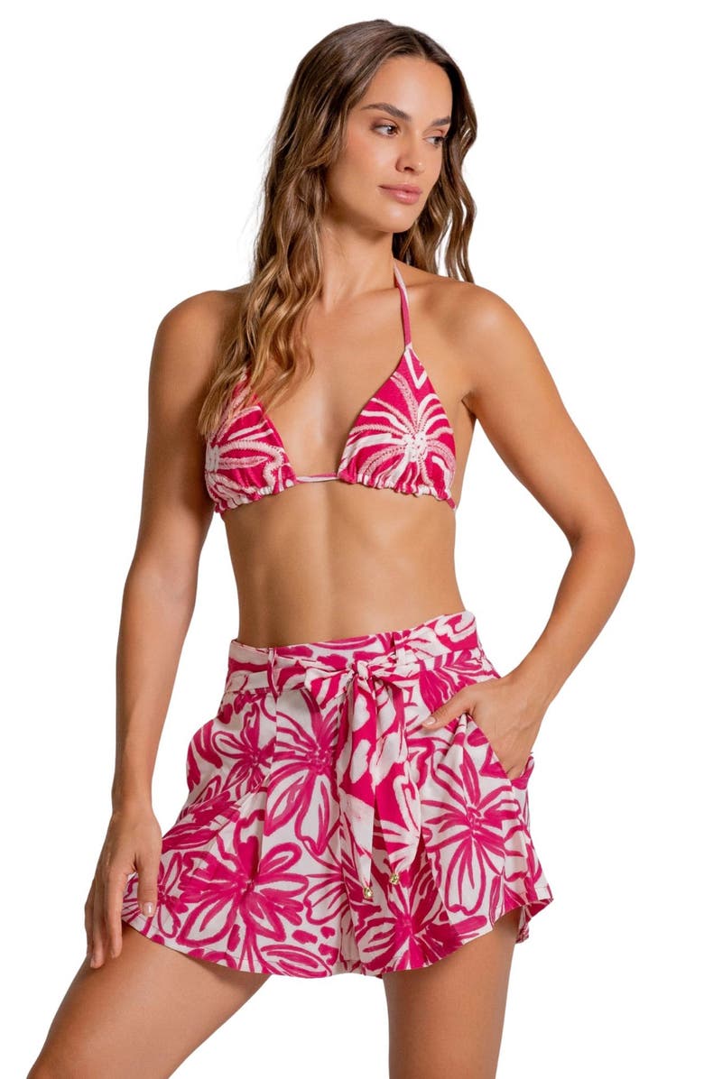 Cosita Linda Relaxed Fit Cover-Up Shorts, Alternate, color, Raspberry