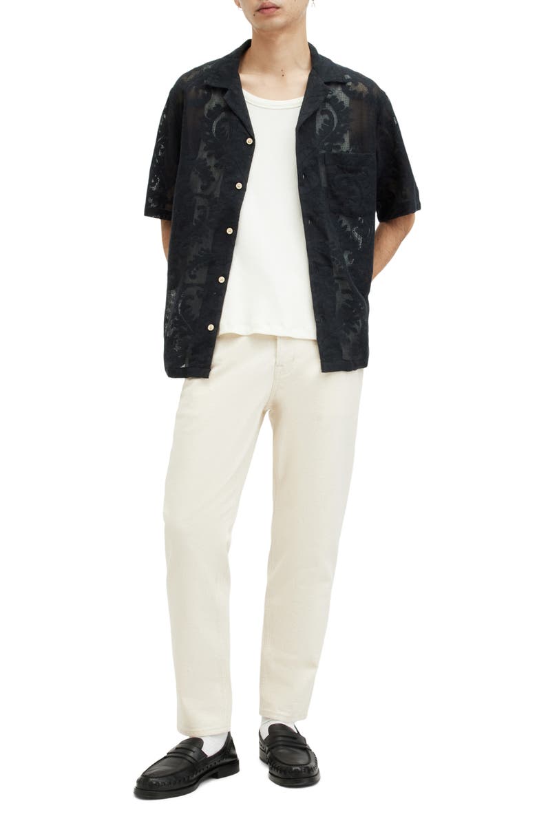 AllSaints Cerrito Relaxed Fit Lace Camp Shirt, Alternate, color, 