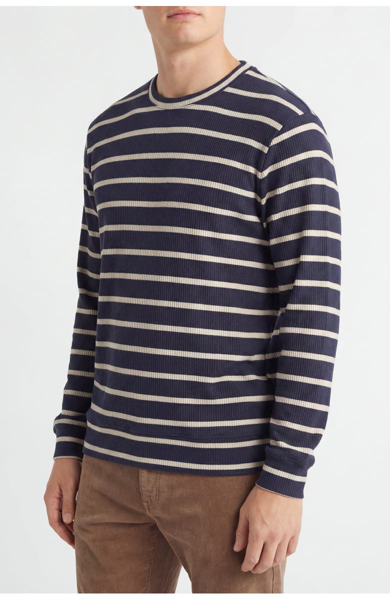 Solomon & Sage Men's Classic Stripe Ribbed Sweatshirt, Alternate, color, Navy/Cream