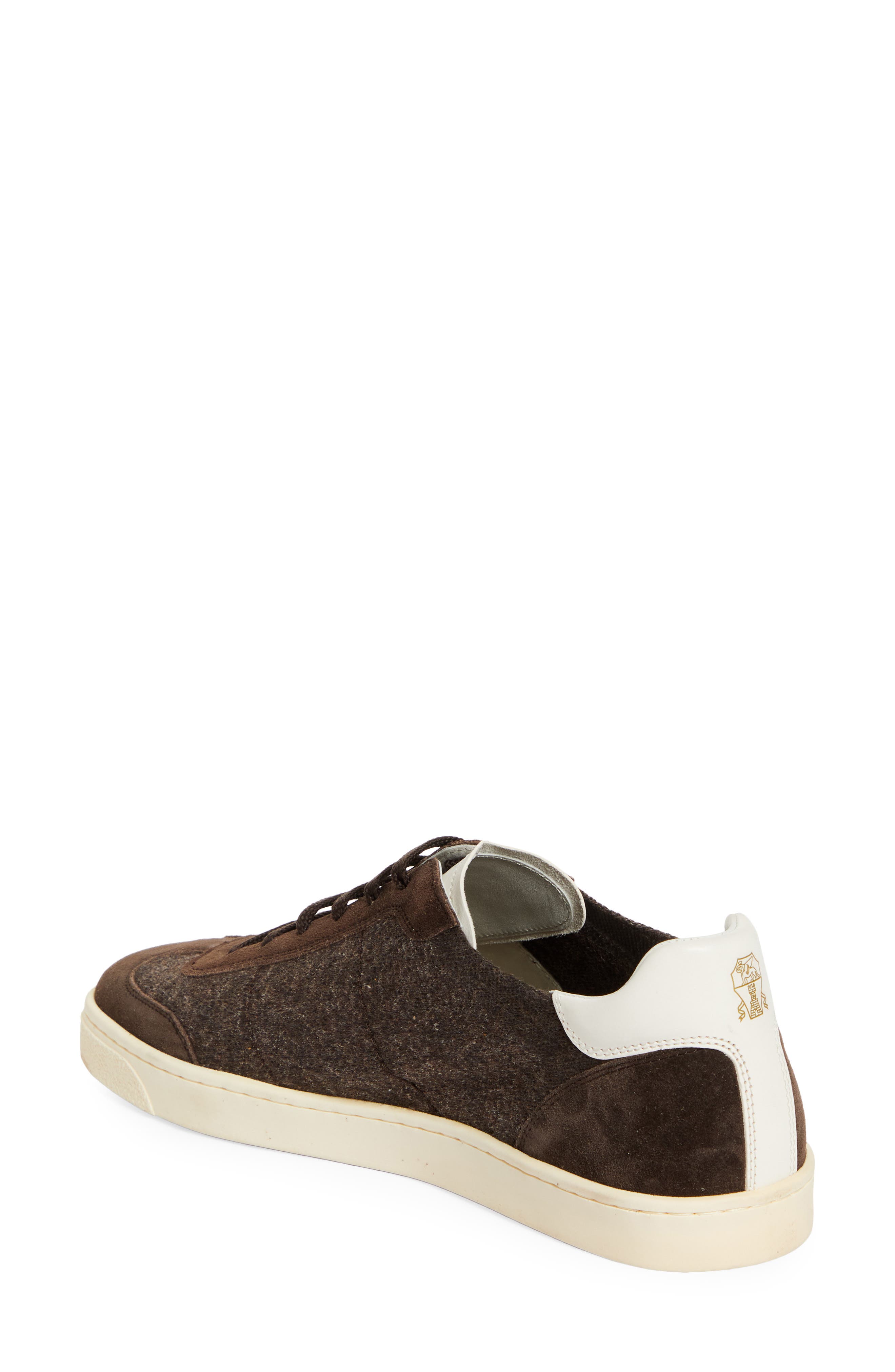 Brunello Cucinelli Mixed Media Low Top Sneaker, Alternate, color, Cam27 Dark Brown