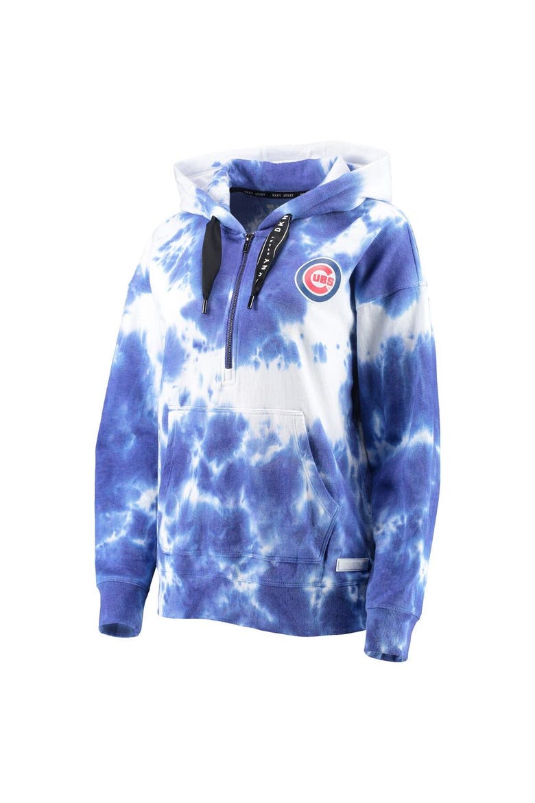 Women's DKNY Sport White/Royal Chicago Cubs Dakota Tie-Dye Half-Zip Hoodie, Alternate, color, White