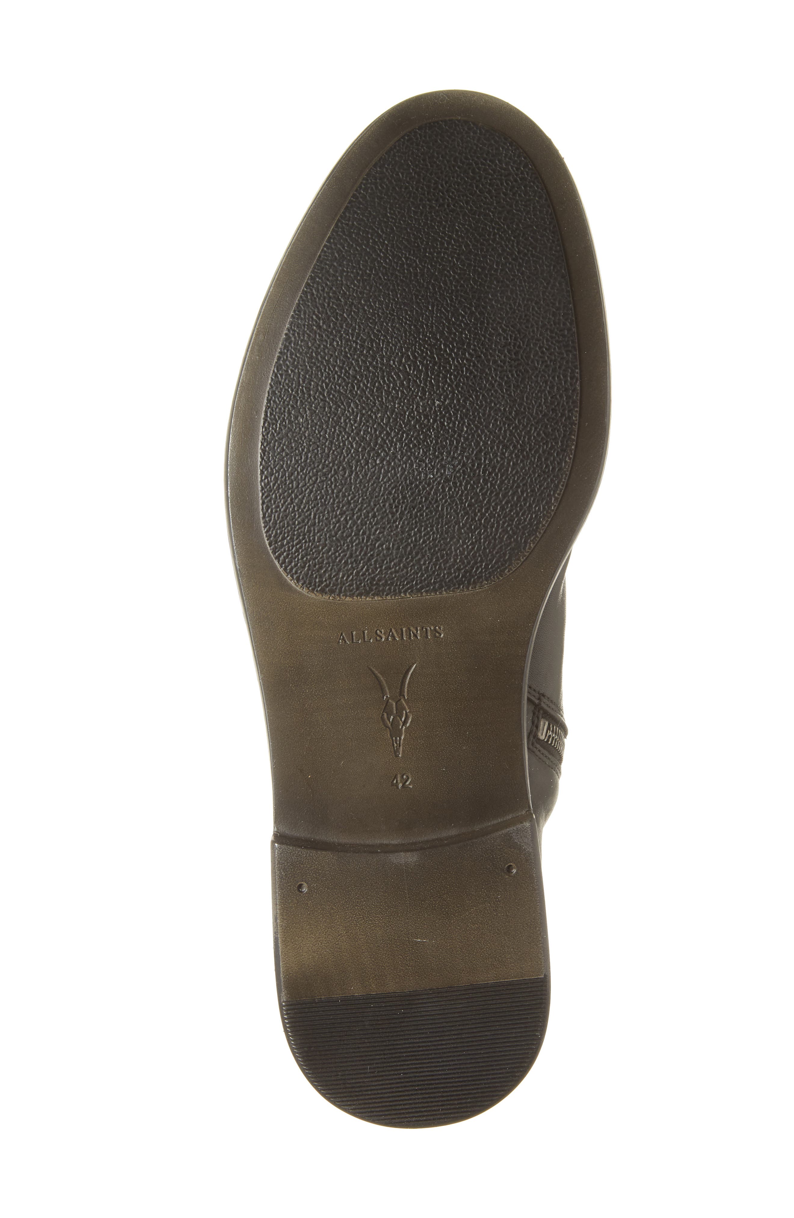 AllSaints Hollow Zip Leather Boot, Alternate, color, Black