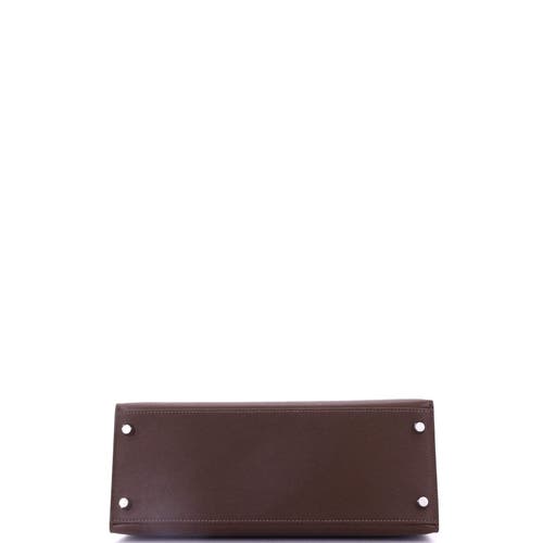 Pre-owned Hermes  Hermes Kelly Handbag Brown Madame With Palladium Hardware 28 In Brown