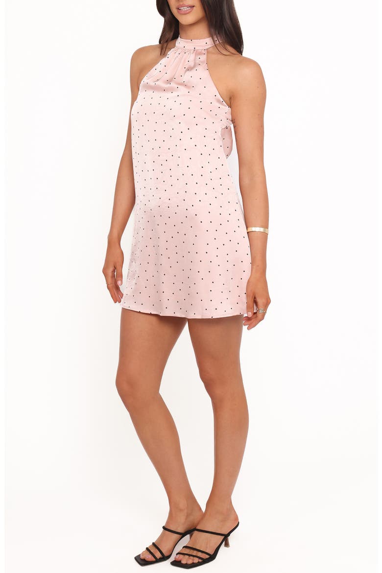 Gabrielle Polka Dot Halter Minidress, Alternate, color, PINK POLKA DOT
