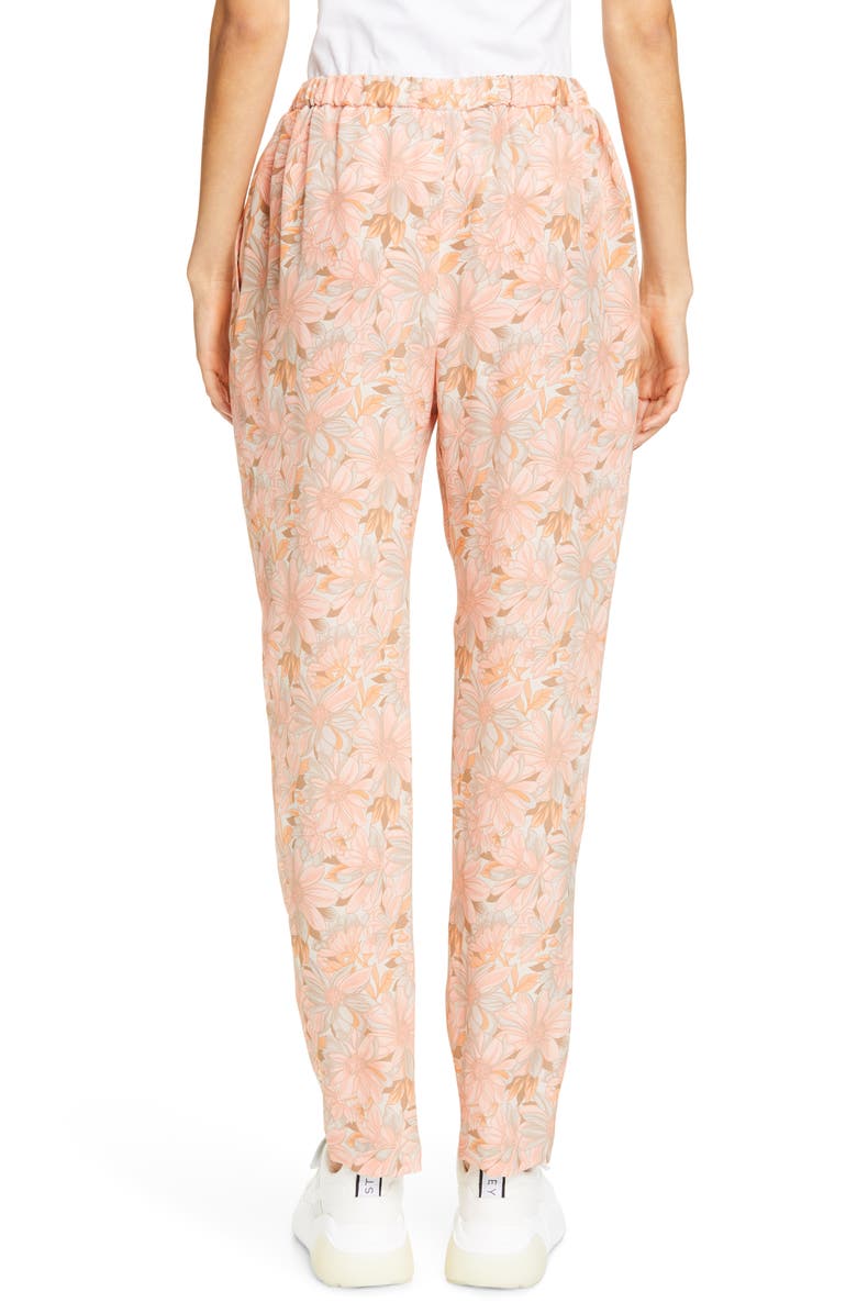Stella McCartney Floral Print Silk Jogger Pants, Alternate, color,