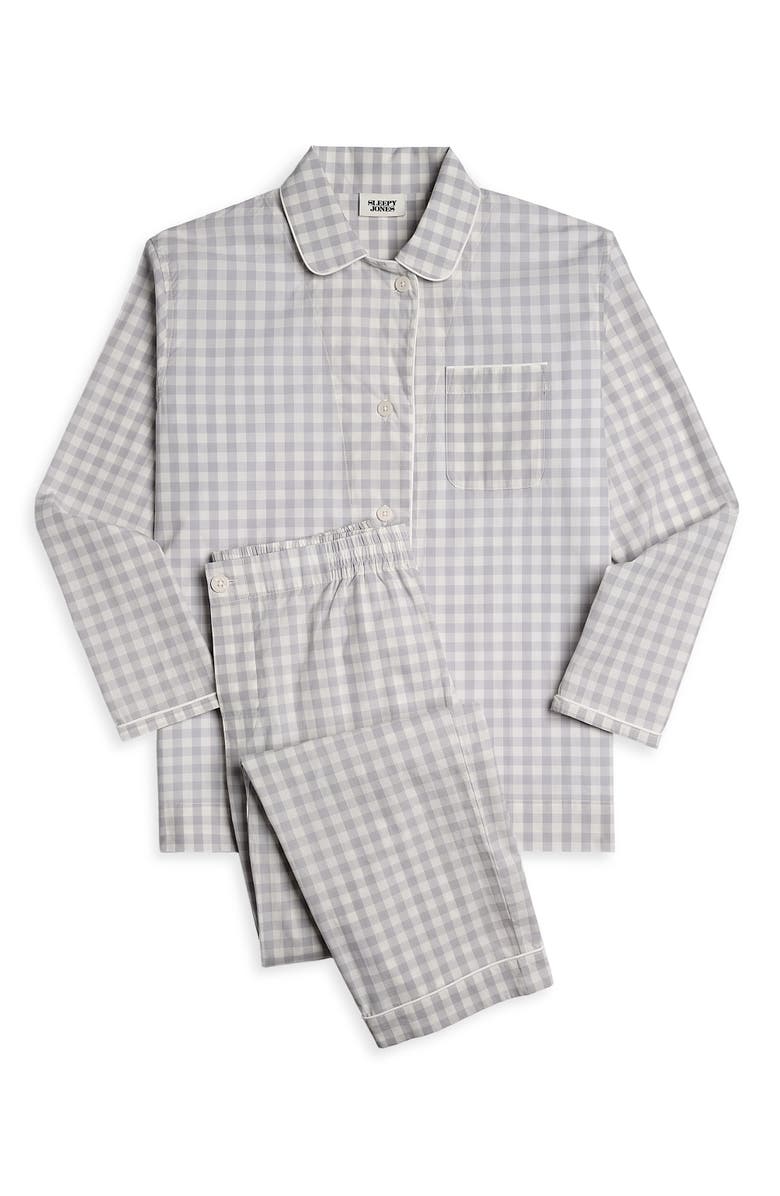 Sleepy Jones Bishop Pajama Set, Alternate, color, Large Grey Gingham