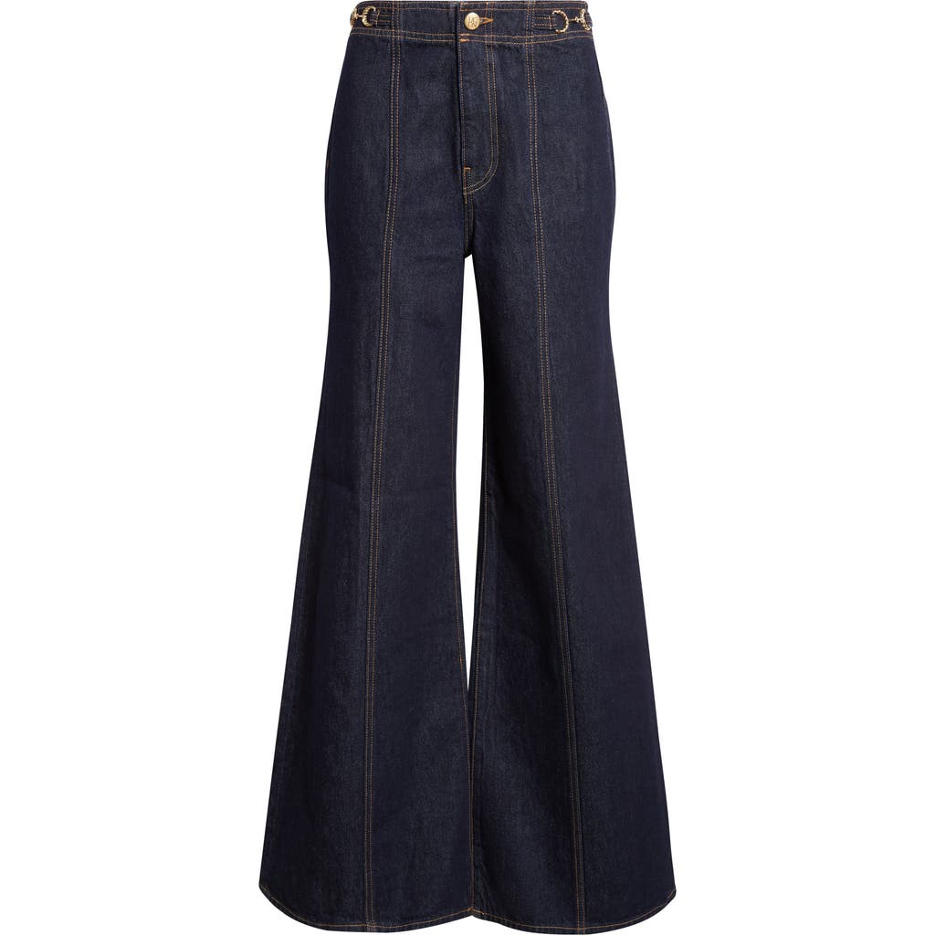 Ulla Johnson The Delphine High Waist Wide Leg Jeans In Blue