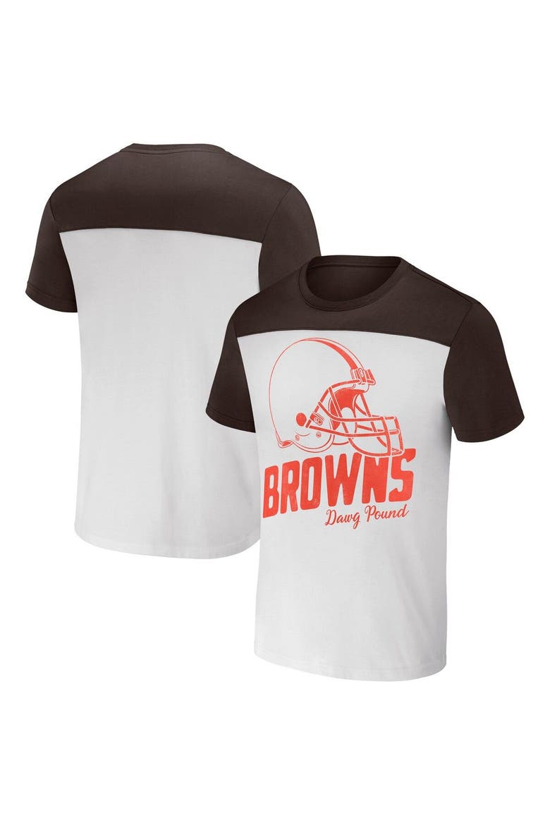 Men's NFL x Darius Rucker Collection by Fanatics White/Brown Cleveland Browns Colorblocked T-Shirt, Main, color, White