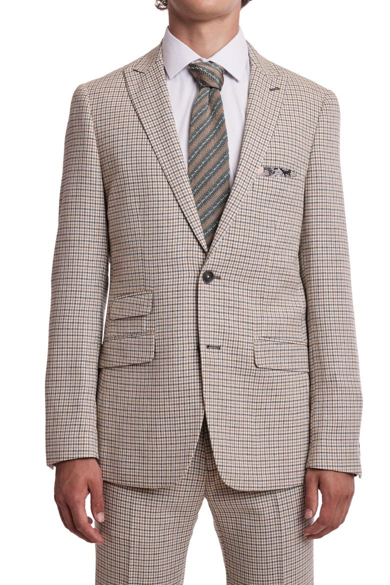Ashton Slim Fit Plaid Sport Coat, Main, color, GREY WHITE YELLOW GINGHAM