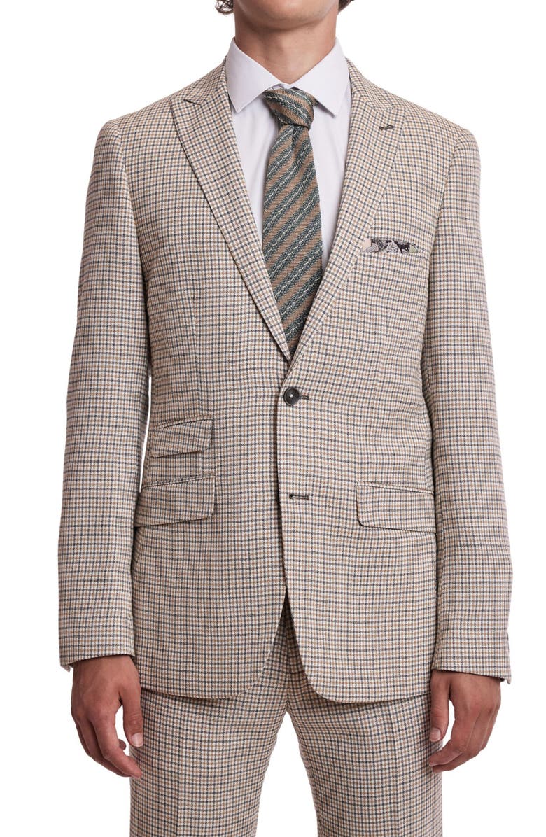 PAISLEY & GRAY Ashton Slim Fit Plaid Sport Coat, Main, color, Grey White Yellow Gingham