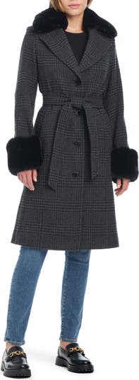 Kate Spade New York walker belted coat with removable faux fur collar and cuffs Nordstrom