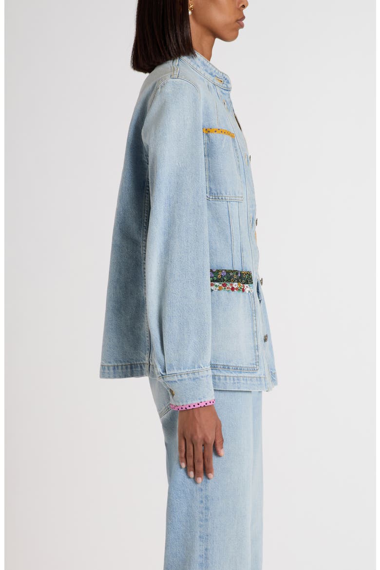 Contrast Border Denim Jacket, Alternate, color, DENIM
