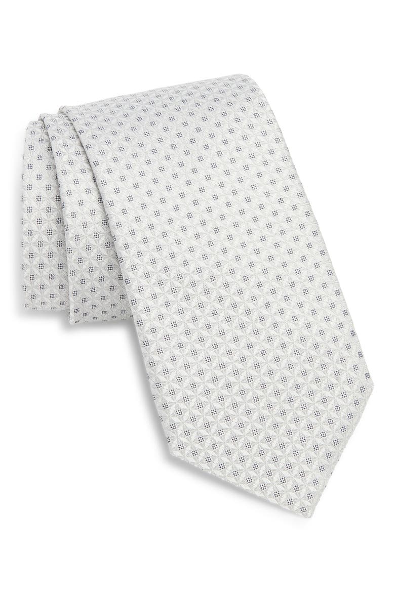 Neat Silk Tie, Main, color, SILVER