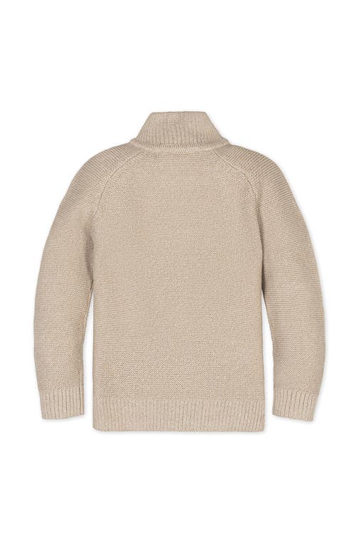 Hope & Henry Kids' Organic Long Sleeve Full Zip Raglan Mock Neck Sweater In Neutral