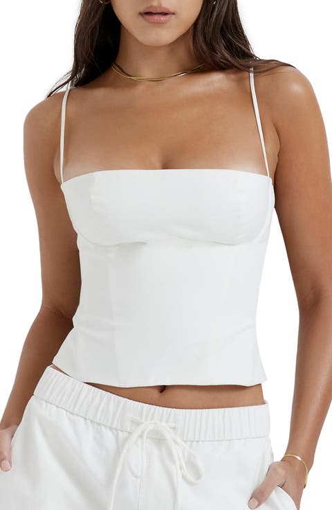 Audette Structured Cotton Twill Corset Top