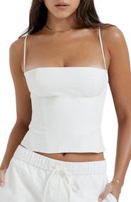 HOUSE OF CB Audette Structured Cotton Twill Corset Top