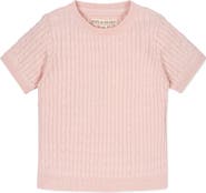 Hope & Henry Kids' Organic Short Sleeve Cable Sweater