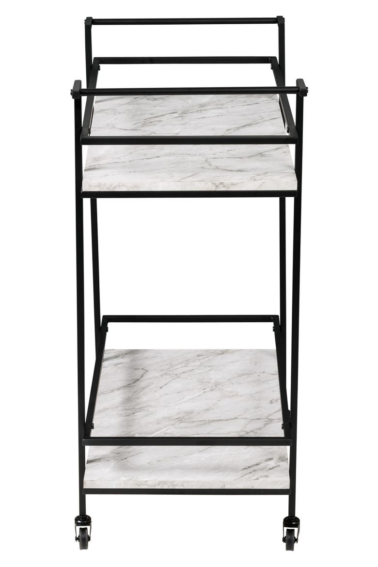 2-Tier Faux Marble Bar Cart, Alternate, color, BLACK