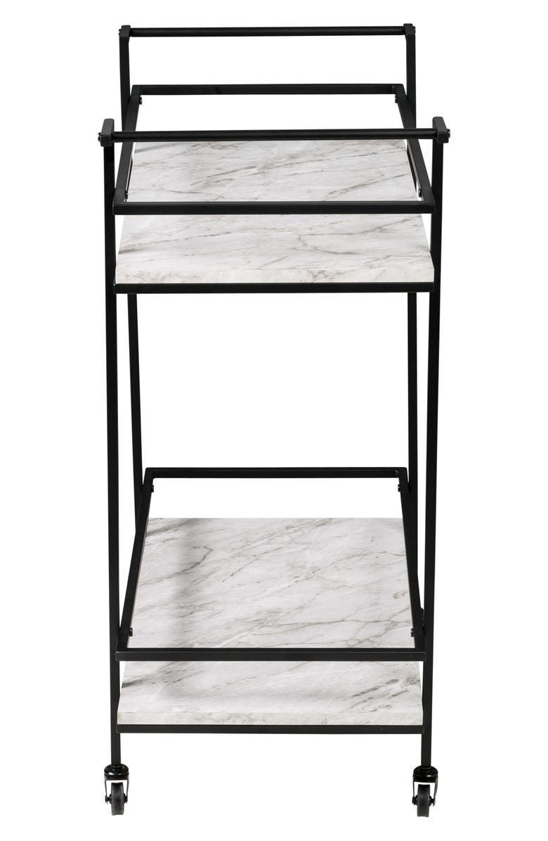 HONEY-CAN-DO 2-Tier Faux Marble Bar Cart, Alternate, color, 