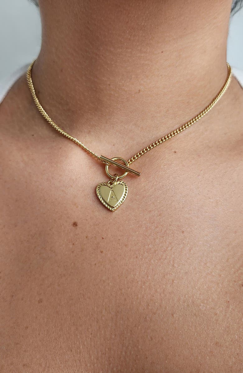 Adornia Initial Heart Toggle Necklace, Alternate, color, Gold-A