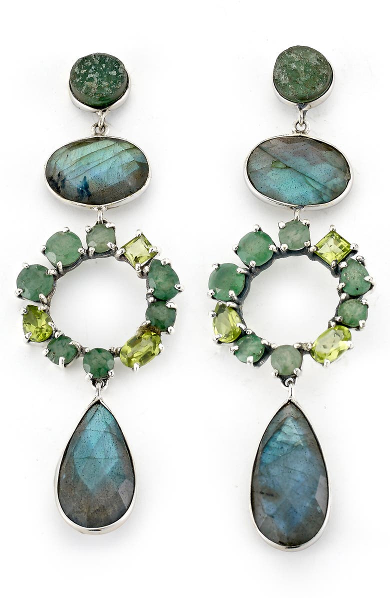SAMUEL B. Labradorite Drop Earrings, Main, color, Green