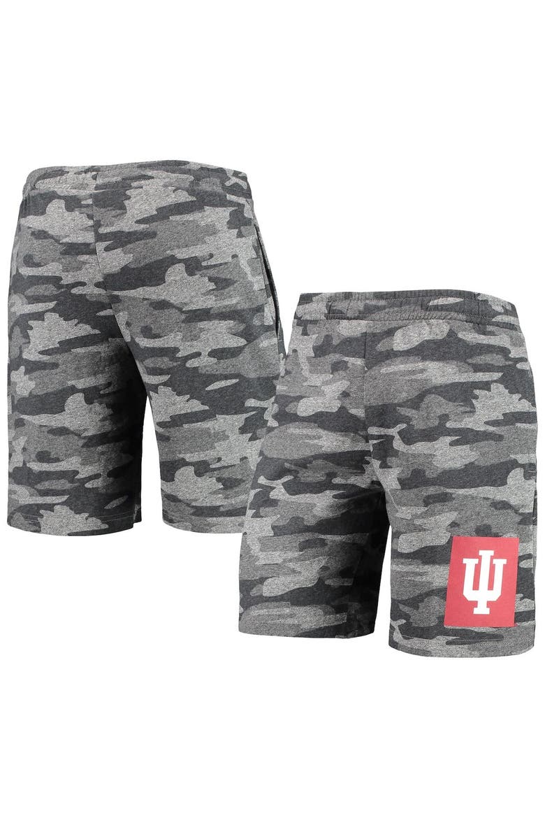 Men's Concepts Sport Charcoal/Gray Indiana Hoosiers Camo Backup Terry Jam Lounge Shorts, Main, color, Charcoal