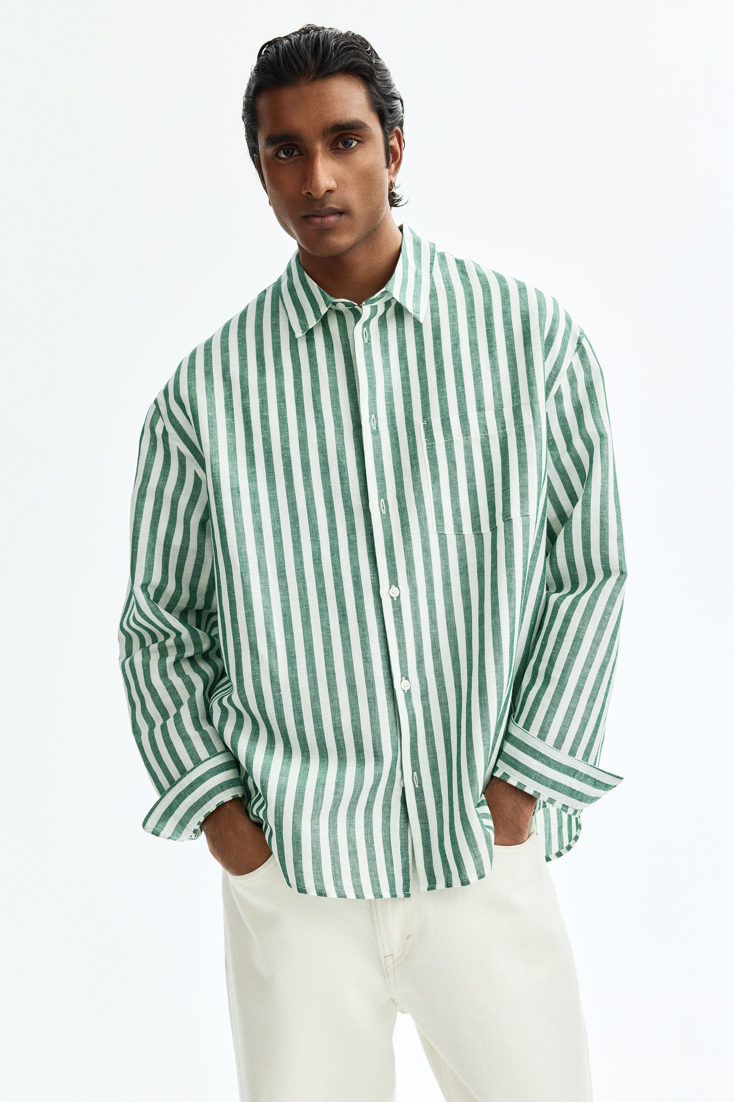 Relaxed-fit linen-blend shirt