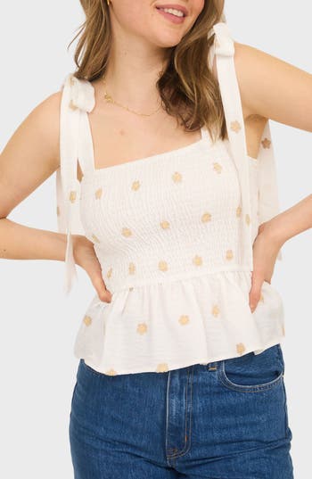 BLU PEPPER BLU PEPPER SMOCKED TIE SHOULDER TANK 