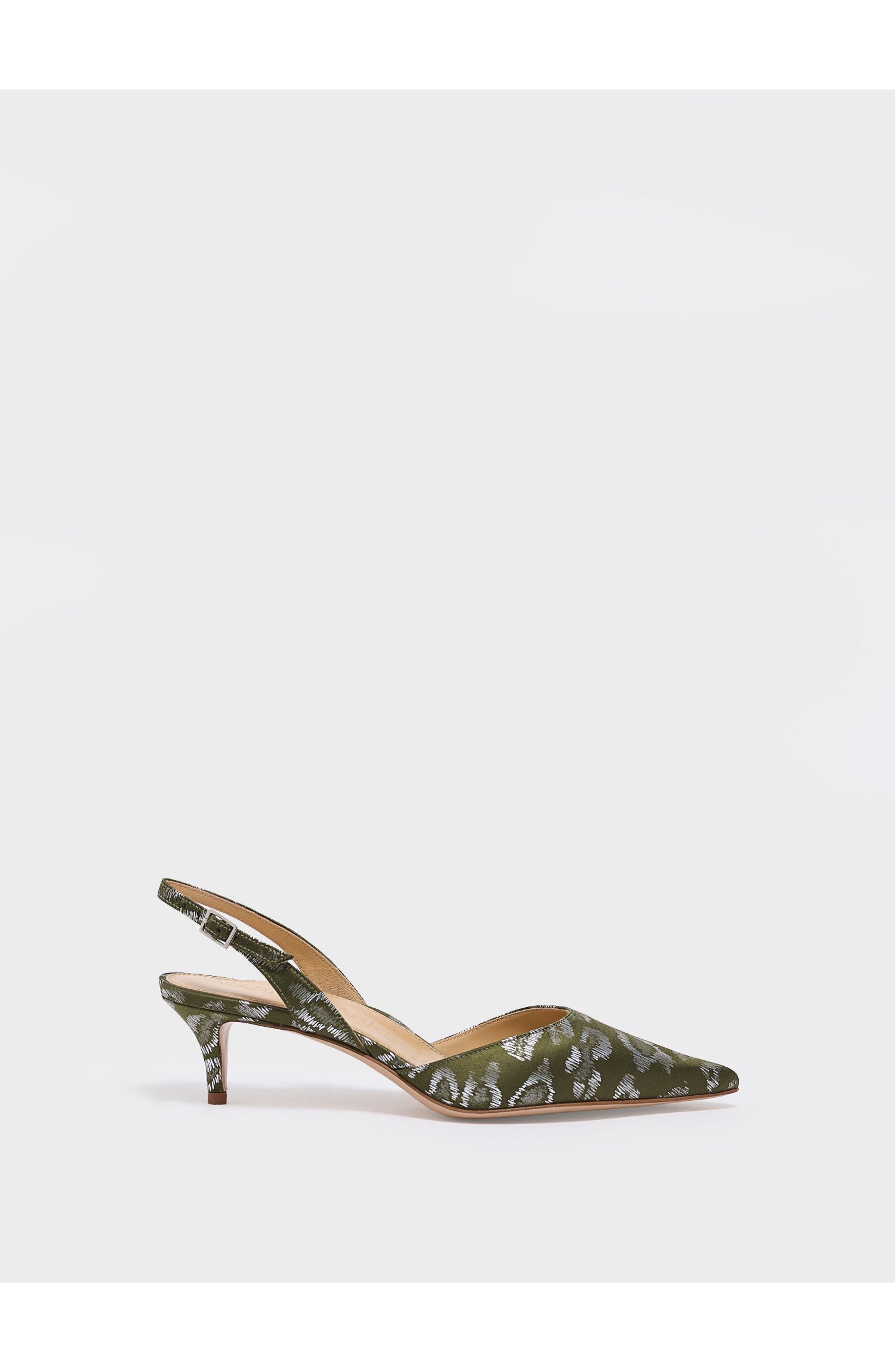 MARION PARKE Classic Slingback 45 | Silk, Main, color, Green Leopard