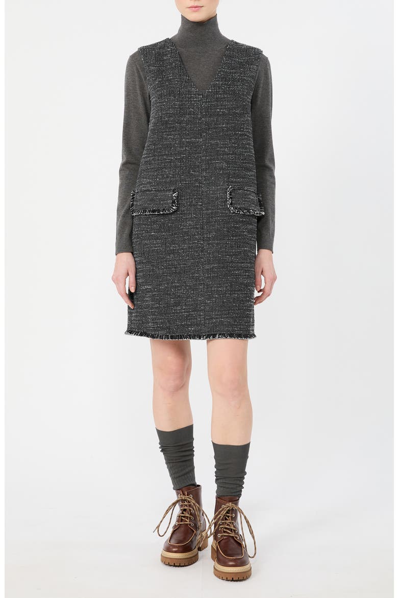 Fringed Sleeveless Shift Dress, Main, color, DARK GREY