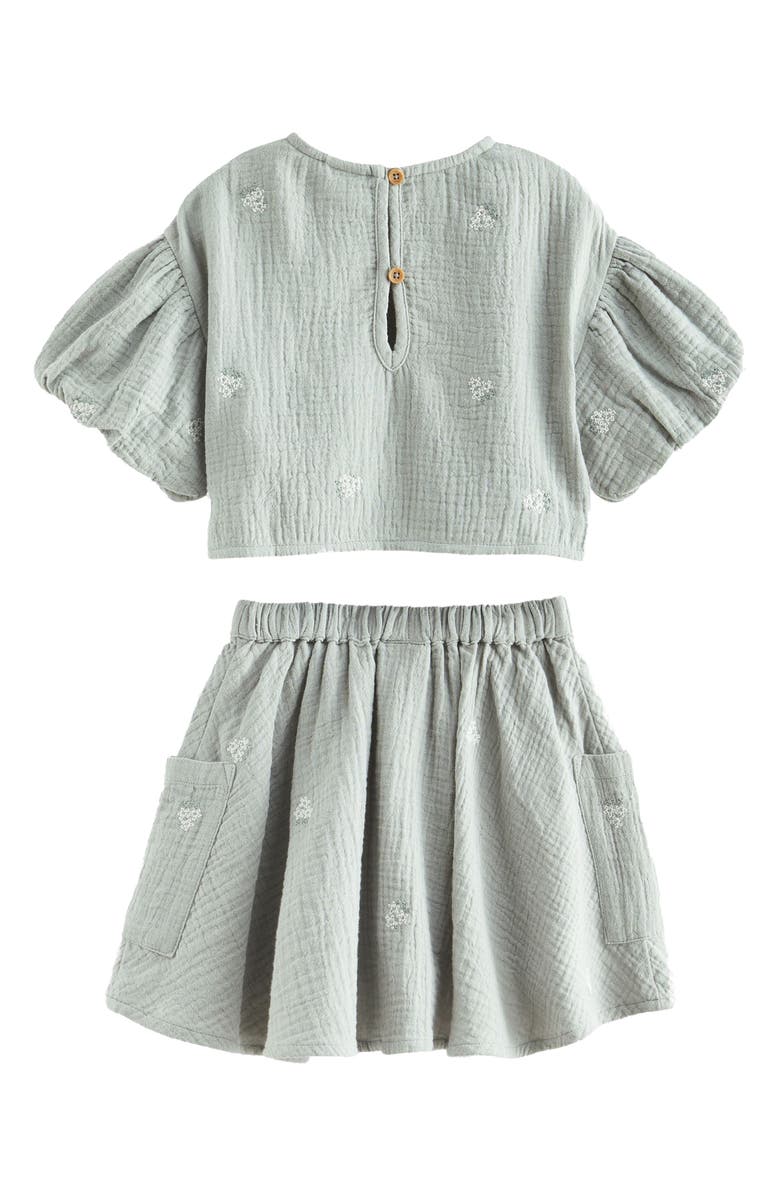NEXT Kids' Double Cloth Puff Sleeve Top & Skirt Set, Alternate, color, 