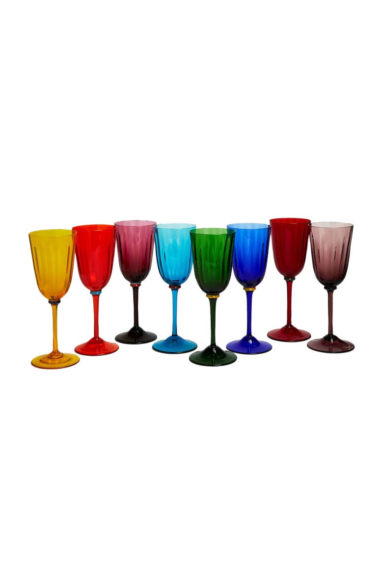 La DoubleJ Wine Rainbow Glasses Set Of 8, Main, color, 