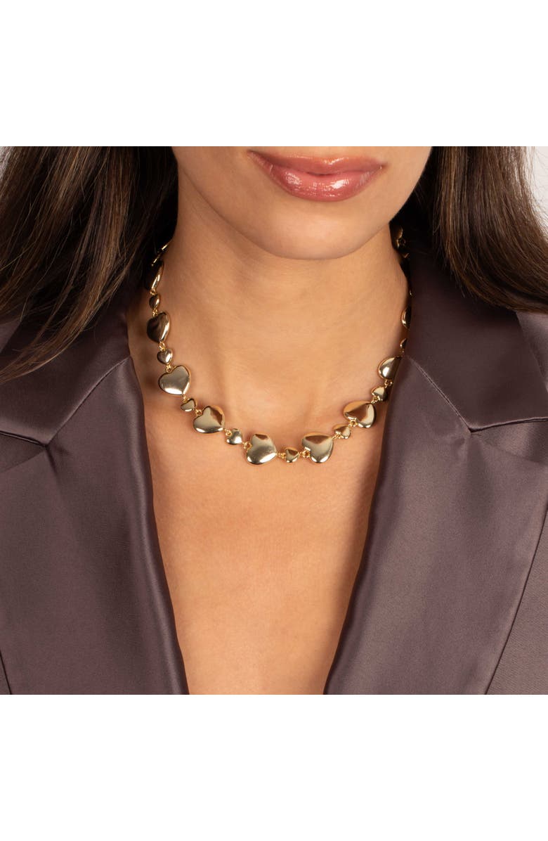 BY ADINA EDEN Puffed Heart Link Necklace, Alternate, color, Gold