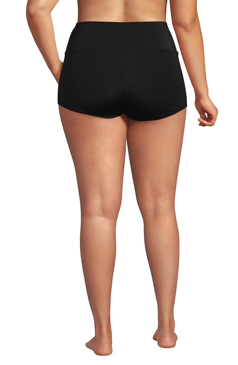 Lands' End Tugless High Waisted Swim Boy Shorts, Alternate, color, Black