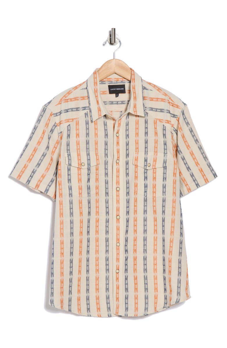 Lucky Brand Stripe Dobby Snap-Up Western Work Shirt, Alternate, color, Multi Stripe