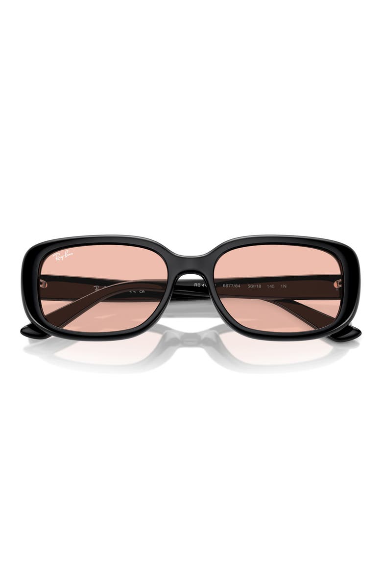 56mm Pillow Rectangular Sunglasses, Main, color, BLACK