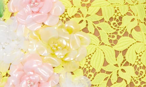 Helsi Angelina Floral Appliqué Long Sleeve Lace Cocktail Minidress In Daffodil