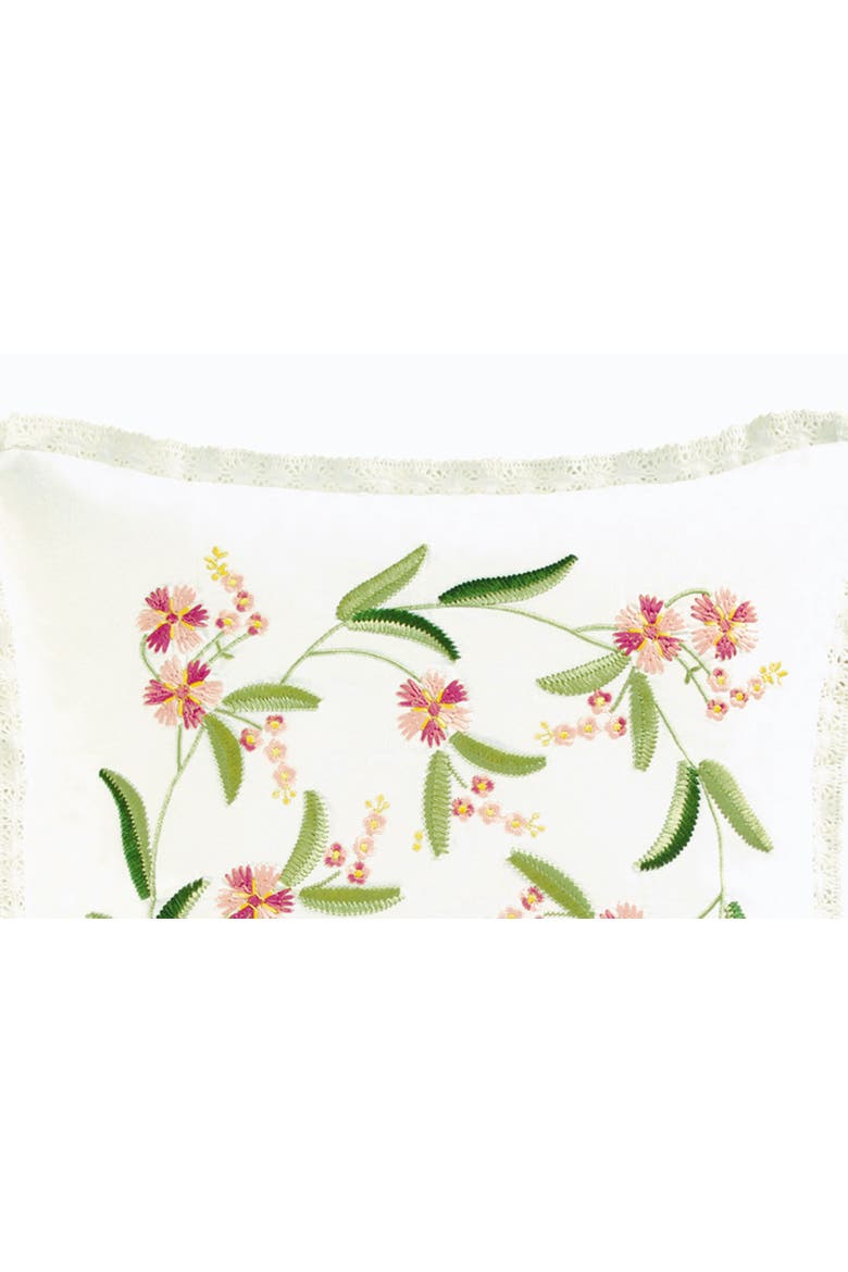 Primavera Embroidered Throw Pillow, 14" x 14", Alternate, color, White