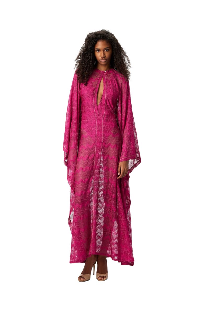Missoni Long Cover-up Caftan In Zigzag Lamé Viscose, Main, color, Purple