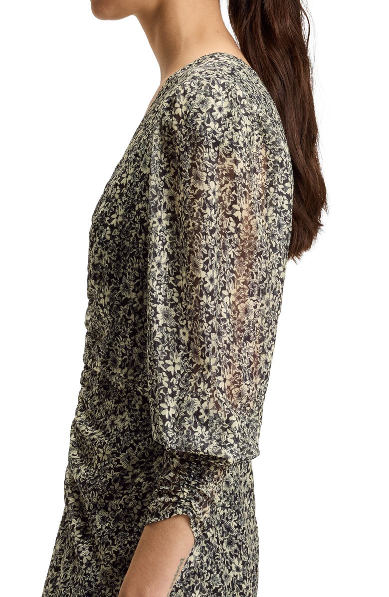 BOSS Orange Derodeo Ruched Midi Dress, Alternate, color, Black Multi